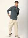 Bluish Grey Double Yoke Overshirt