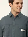 Bluish Grey Double Yoke Overshirt