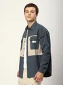 Bluish Grey Dual Patch Color Block Shirt