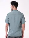 Bluish Grey Striped Casual Shirt for Men