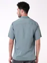 Bluish Grey Striped Casual Shirt for Men