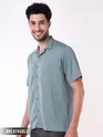Bluish Grey Striped Casual Shirt for Men