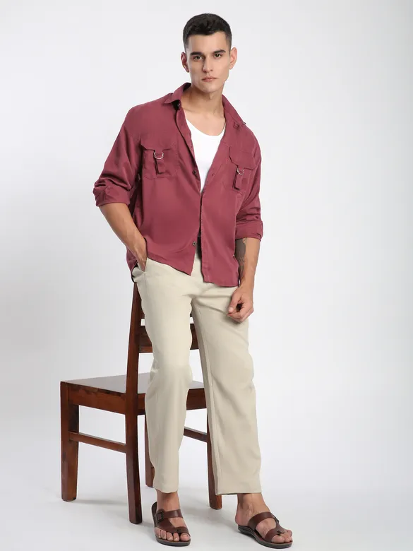 Brick Red D-Buckle Cargo Shirt