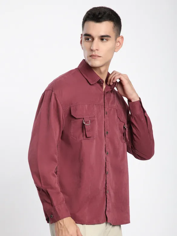 Brick Red D-Buckle Cargo Shirt