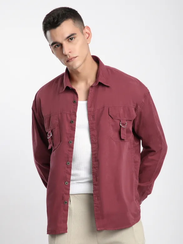 Brick Red D-Buckle Cargo Shirt