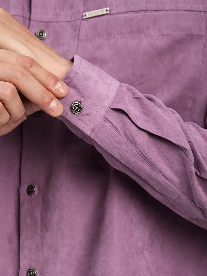Bright Lilac Front Yoke Suede Shirt
