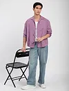 Bright Lilac Front Yoke Suede Shirt