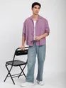Bright Lilac Front Yoke Suede Shirt