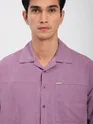 Bright Lilac Front Yoke Suede Shirt