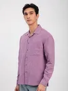 Bright Lilac Front Yoke Suede Shirt