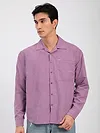 Bright Lilac Front Yoke Suede Shirt