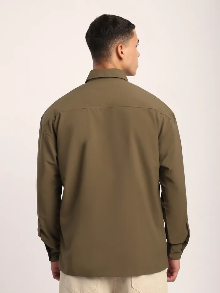 Brown Baggy Pocketed Shirt