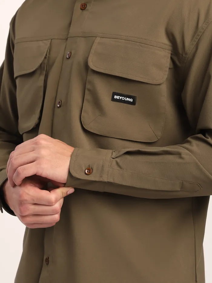 Brown Baggy Pocketed Shirt