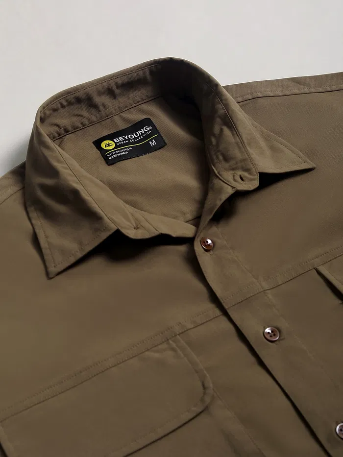 Brown Baggy Pocketed Shirt