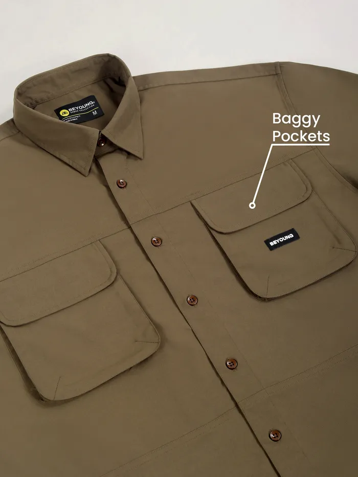 Brown Baggy Pocketed Shirt