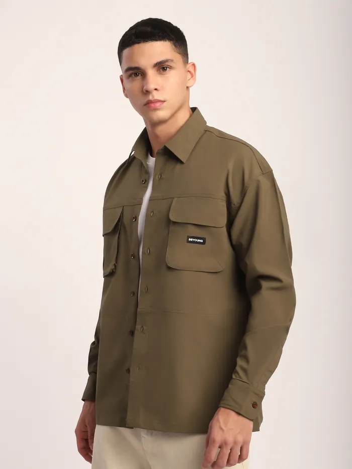 Brown Baggy Pocketed Shirt