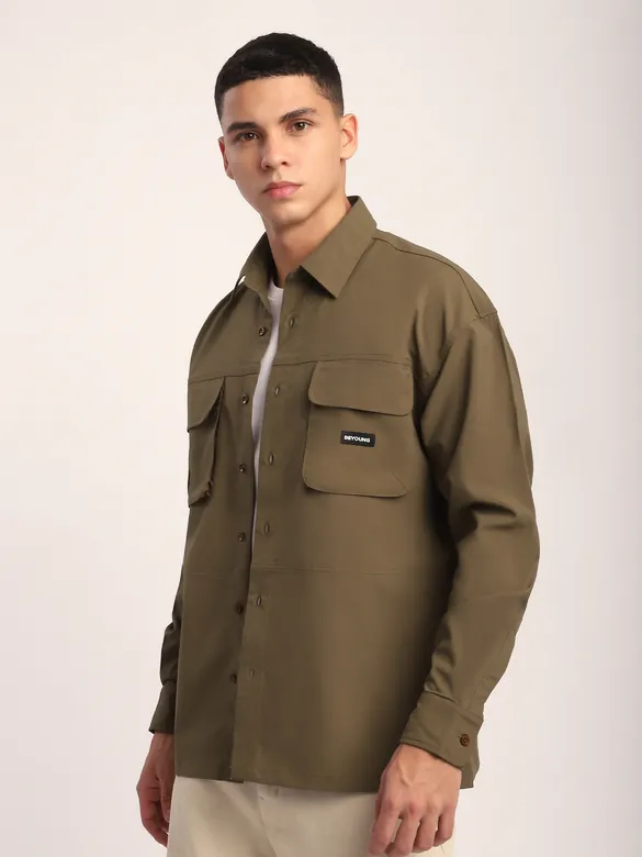 Brown Baggy Pocketed Shirt