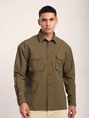 Brown Baggy Pocketed Shirt