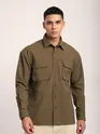 Brown Baggy Pocketed Shirt