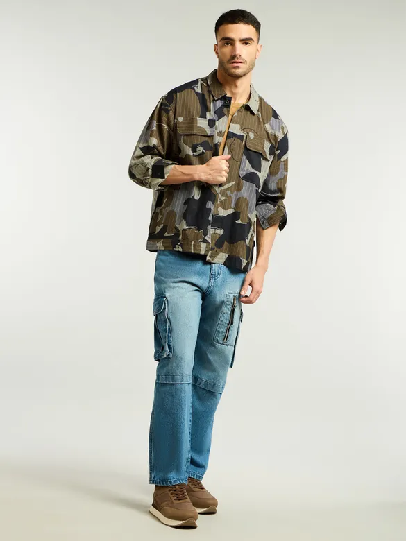Brown Camo Print Shacket