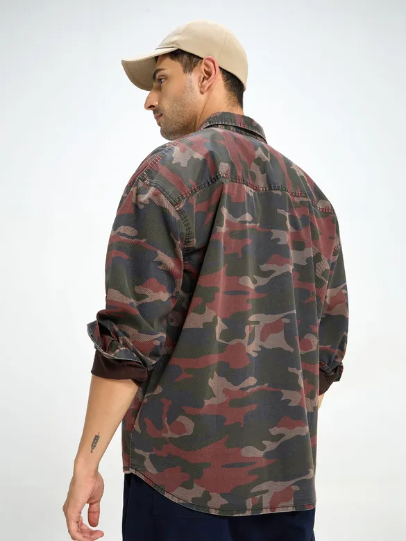 Brown Camo Print Shirt