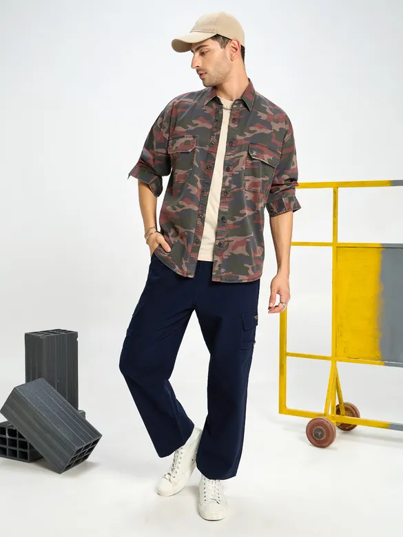 Brown Camo Print Shirt