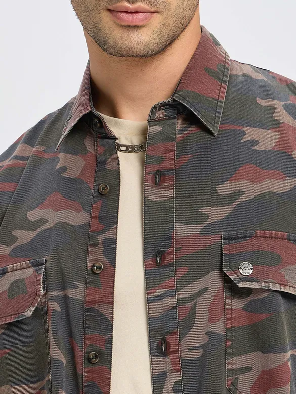 Brown Camo Print Shirt