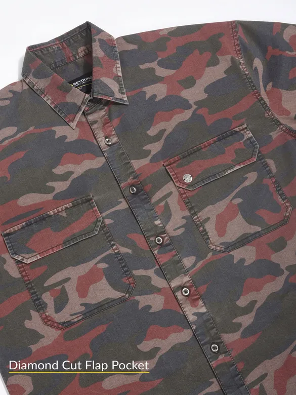 Brown Camo Print Shirt