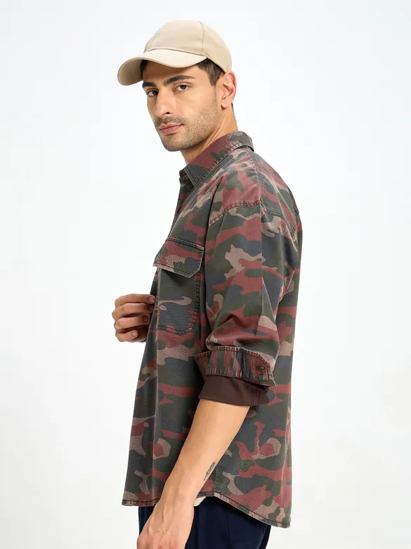 Brown Camo Print Shirt