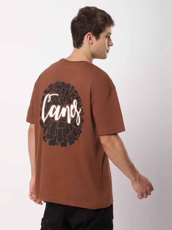 Brown Canes  Printed Oversized T-Shirt