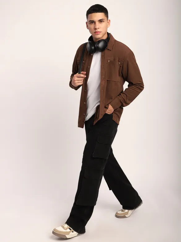 Brown Corduroy Dual Pocket Shirt