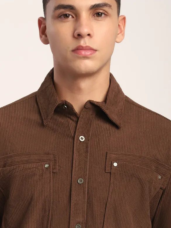 Brown Corduroy Dual Pocket Shirt
