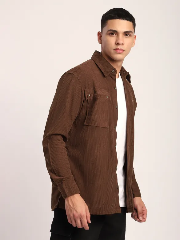 Brown Corduroy Dual Pocket Shirt