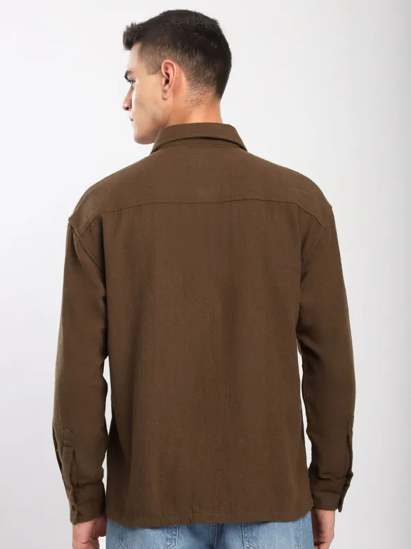 Brown Dual Pocket Cotton Shirt