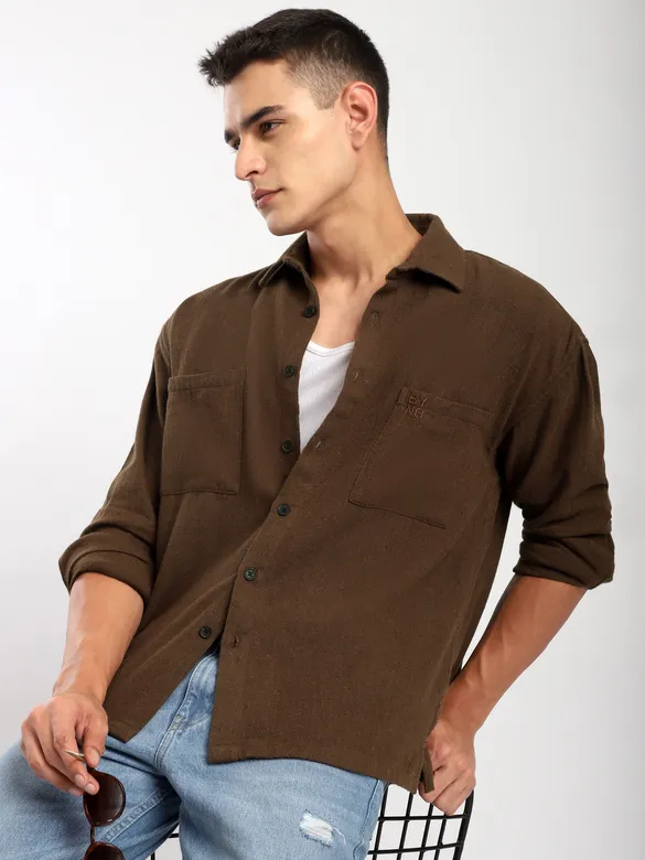 Brown Dual Pocket Cotton Shirt