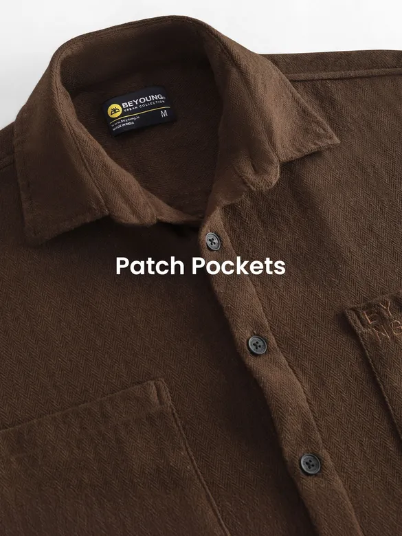 Brown Dual Pocket Cotton Shirt