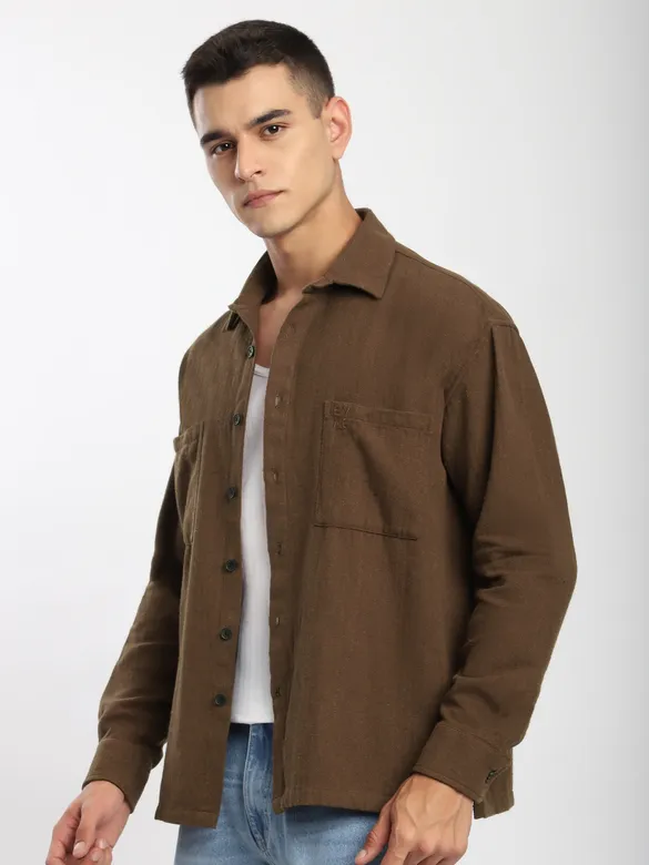 Brown Dual Pocket Cotton Shirt
