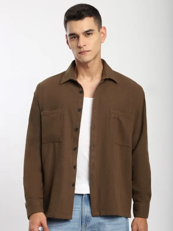 Brown Dual Pocket Cotton Shirt