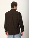 Brown Geometric Textured Corduroy Shirt