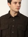 Brown Geometric Textured Corduroy Shirt