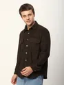 Brown Geometric Textured Corduroy Shirt