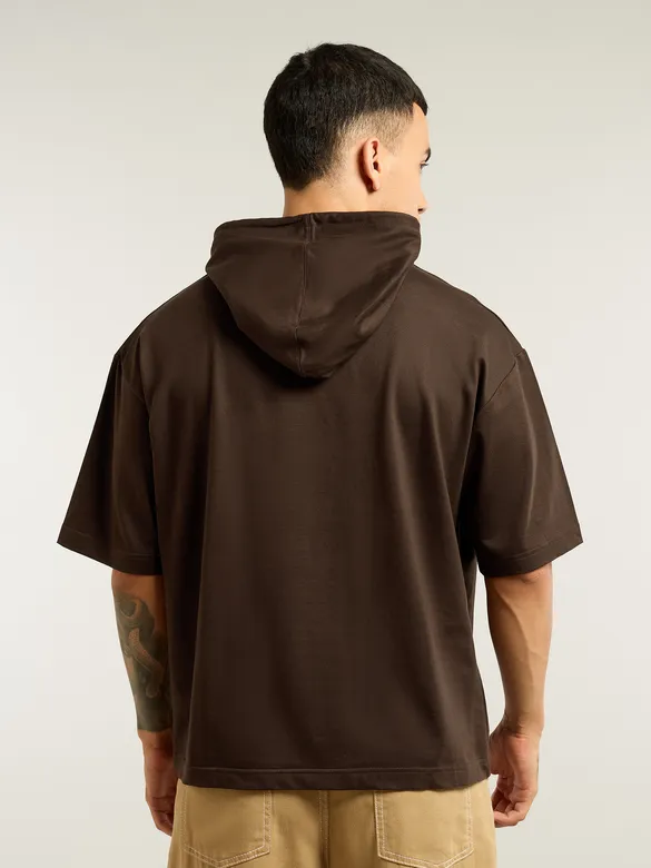 Brown Hooded Oversized T-Shirt