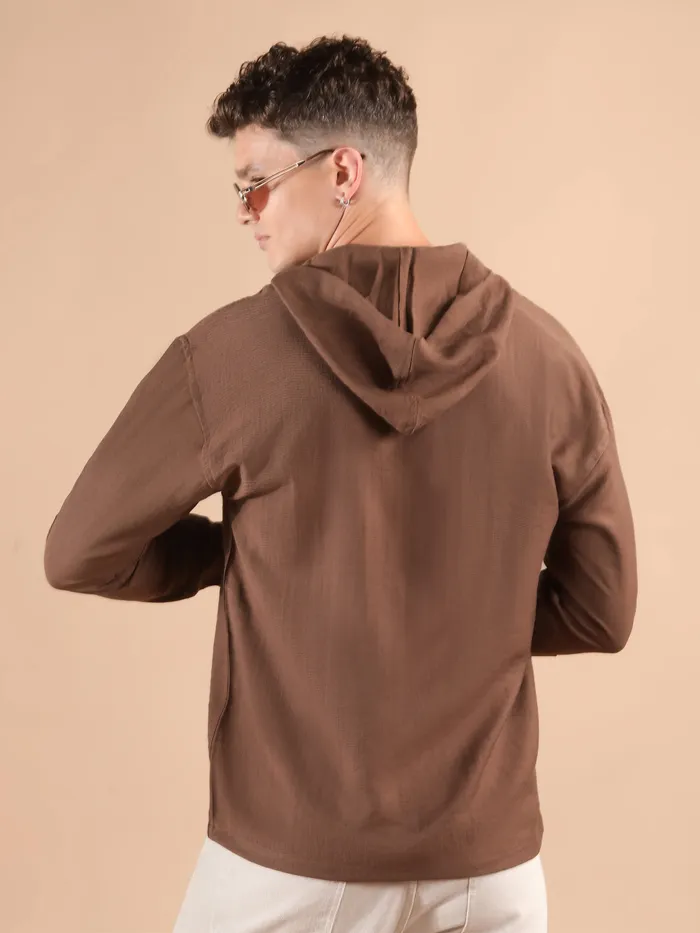 Brown Hooded Shirt