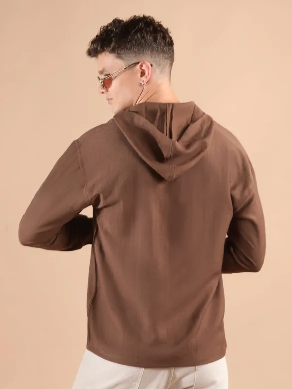 Brown Hooded Shirt