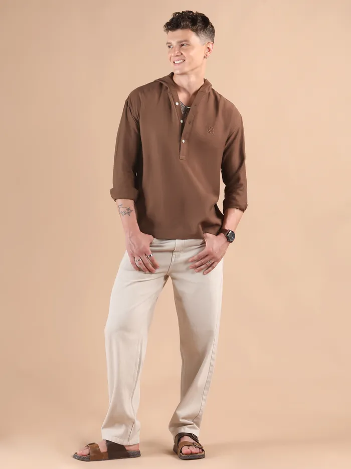 Brown Hooded Shirt