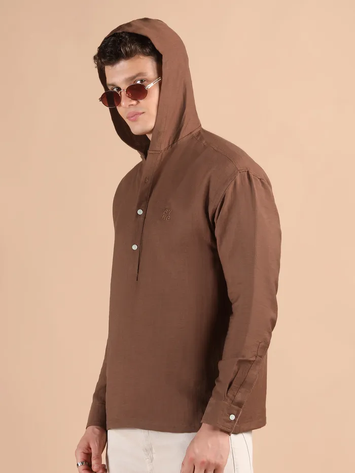 Brown Hooded Shirt