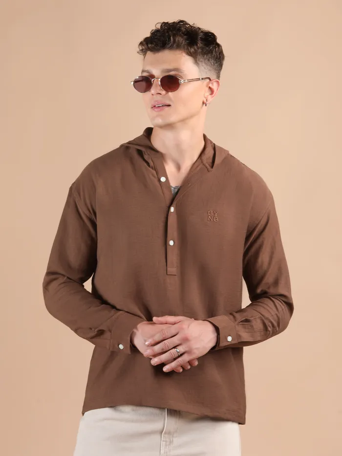 Brown Hooded Shirt