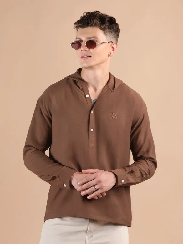 Brown Hooded Shirt
