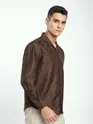 Brown Jacquard Cuban Shirt