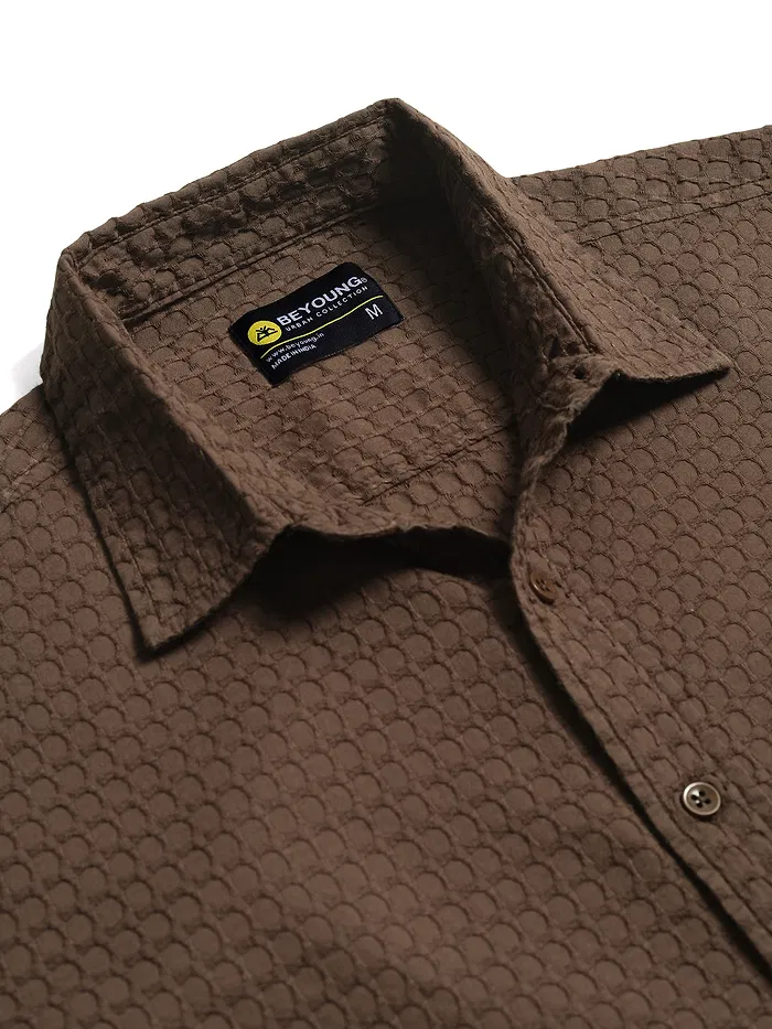 Brown Jacquard Round Textured Shirt